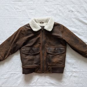 Baby Gap Brown Shearling Leather Bomber Jacket